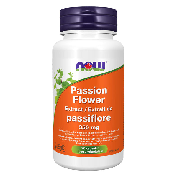 Bottle of NOW Passion Flower Extract 350 mg 90Capsules
