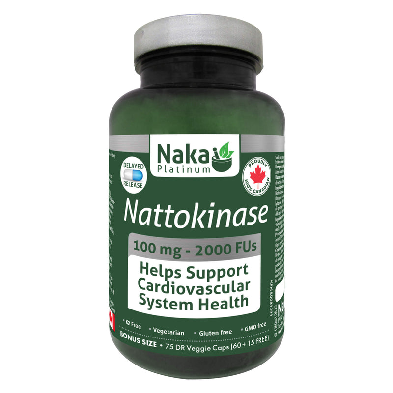 Bottle of Naka Nattokinase 100mg 2000FUs 75VeggieCaps
