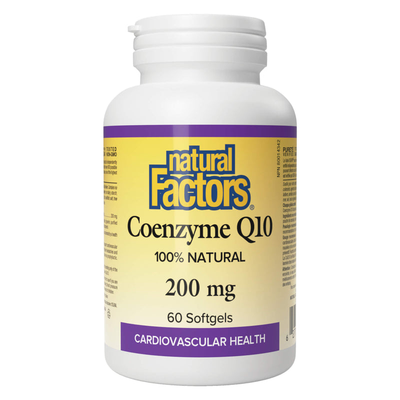 Bottle of Natural Factors Coenzyme Q10 200 mg 60 Softgels
