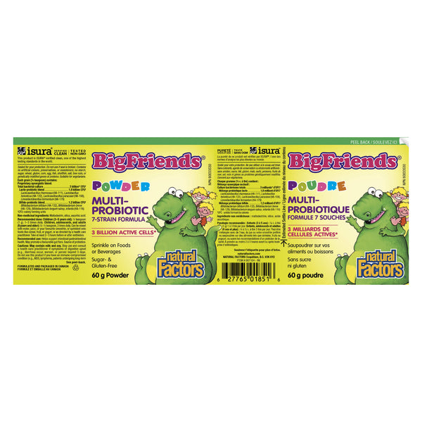 Natural Factors Big Friends Multi-Probiotic Powder 7 Strain Formula Label
