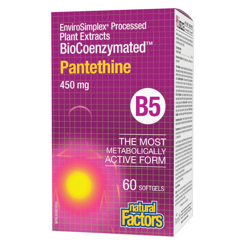 Box of Natural Factors BioCoenzymated B-5 Pantethine 450 mg 60 Softgels
