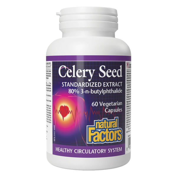 Bottle of Natural Factors Celery Seed 60 Vegetarian Capsules
