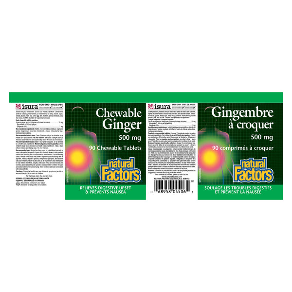 Natural Factors Chewable Ginger 500 mg Label
