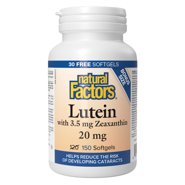Bottle of Natural Factors Lutein 20 mg 150 Softgels
