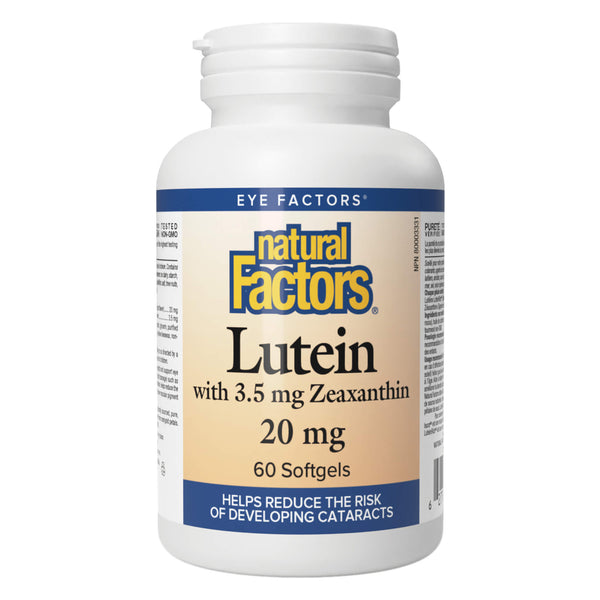 Bottle of Natural Factors Lutein 20 mg 60 Softgels
