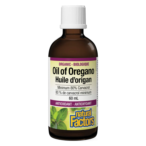 Bottle of Natural Factors Organic Oil of Oregano 60ml
