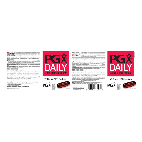 Natural Factors PGX Daily Ultra Matrix 750 mg Label
