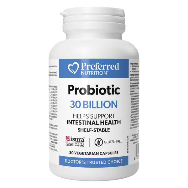 Bottle of Natural Factors Probiotic 30 Billion 8 Probiotic Strains - Shelf Stable 30 Vegetarian Capsules
