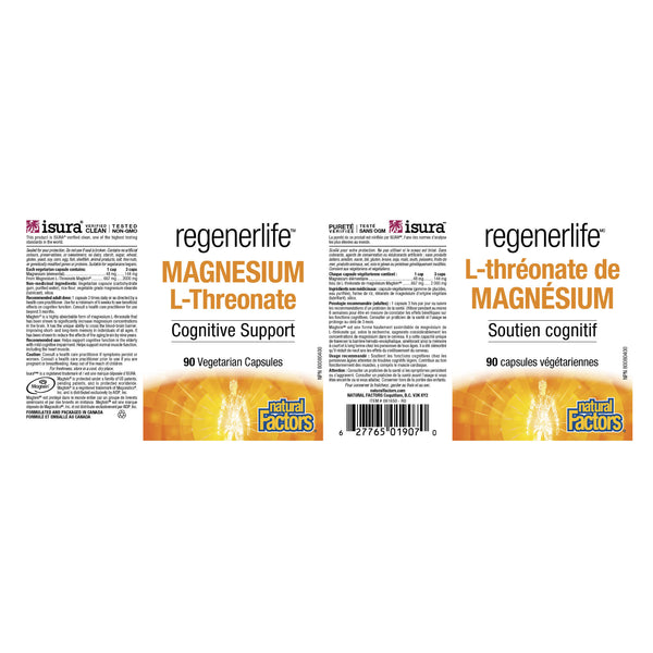 Natural Factors RegenerLife Magnesium Threonate 667mg Label
