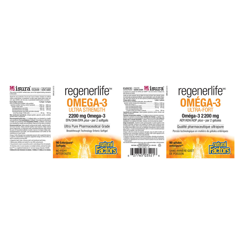 Natural Factors RegenerLife Ultra Strength Omega-3 Label
