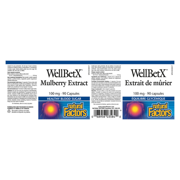 Natural Factors WellBetX Mulberry 100mg Extract Label
