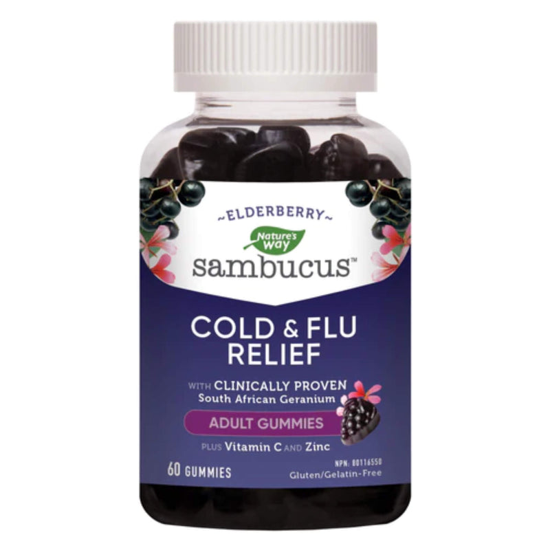 Bottle of Nature'sWay GWP Sambucus Cold&FluRelief 60Gummies