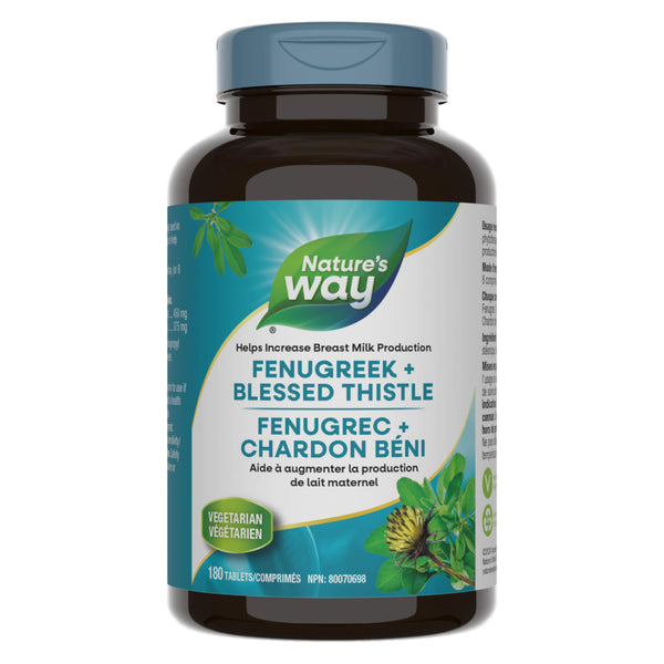 Bottle of Nature'sWay Fenugreek+BlessedThistle 180Tablets
