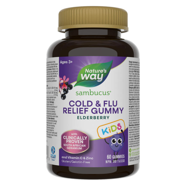 Bottle of Nature'sWay Sambucus Cold&FluRelief Kids 60Gummies
