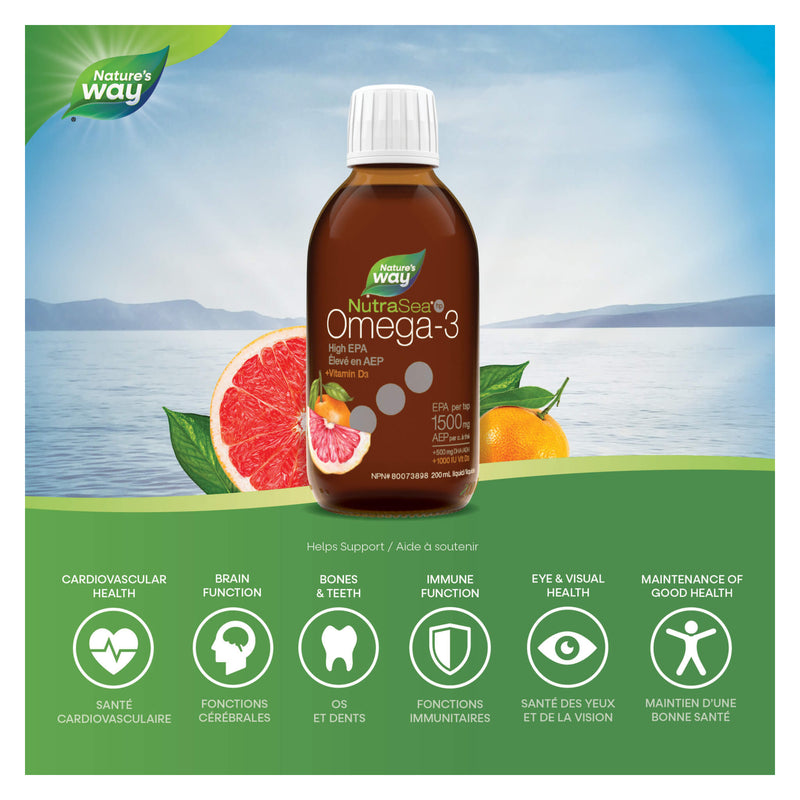 NutraSea HP+D High EPA Omega-3, Grapefruit Tangerine 200ml Benefits
