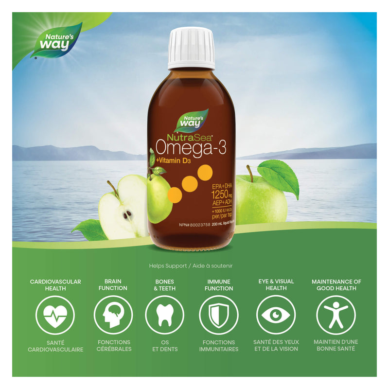 NutraSea NutraSea +D Omega-3 Liquid Crisp Apple Flavour - Benefits
