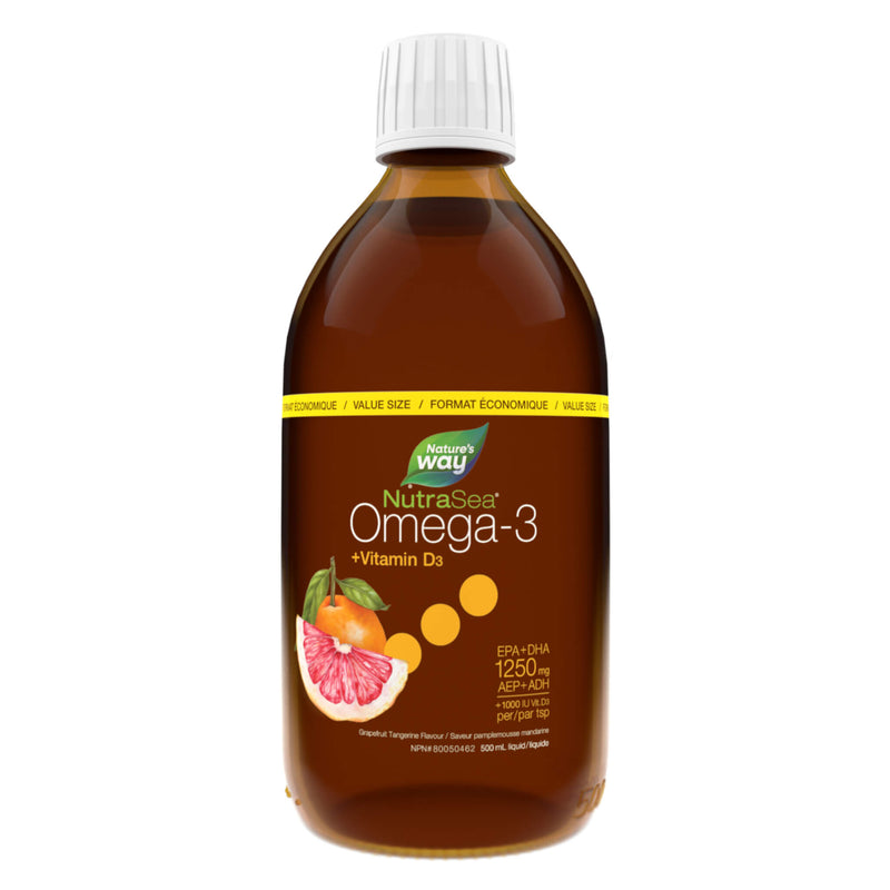 Bottle of NutraSea NutraSea +D Omega-3 Grapefruit Tangerine Liquid 500ml
