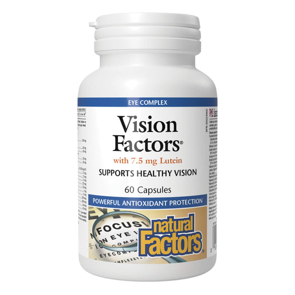 Bottle of Natural Factors Vision Factors with 7.5mg Lutein 60 Capsules