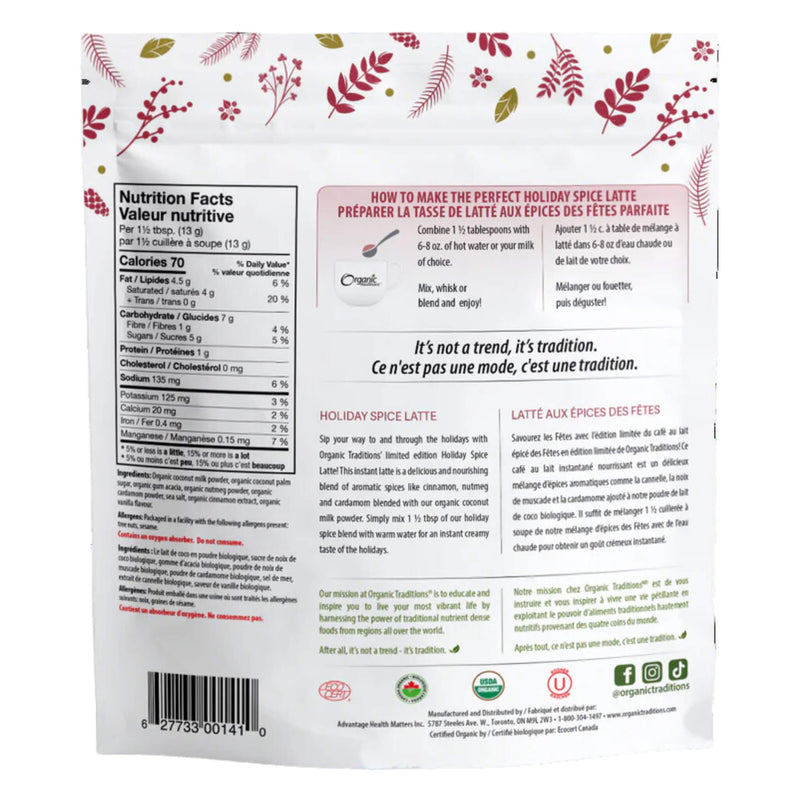 Back of Organic Holiday Spice Latte 150g
