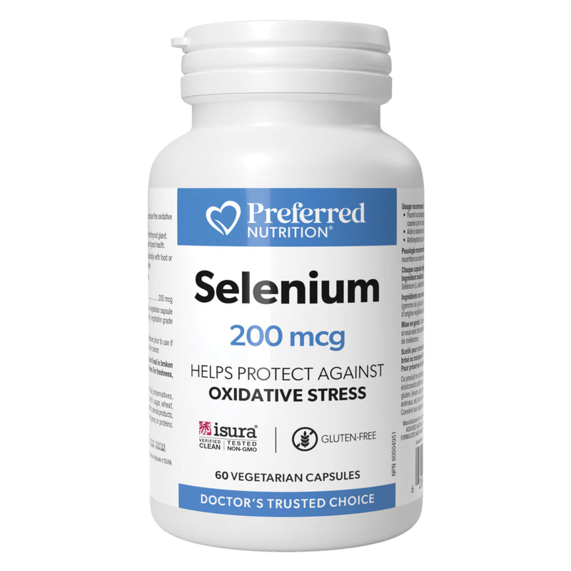 Bottle of PreferredNutrition Selenium 200mcg 60VegetarianCapsules