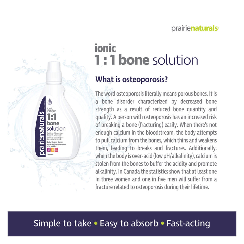 Prairie Naturals Liquid Ionic 1:1 Bone Solution Information
