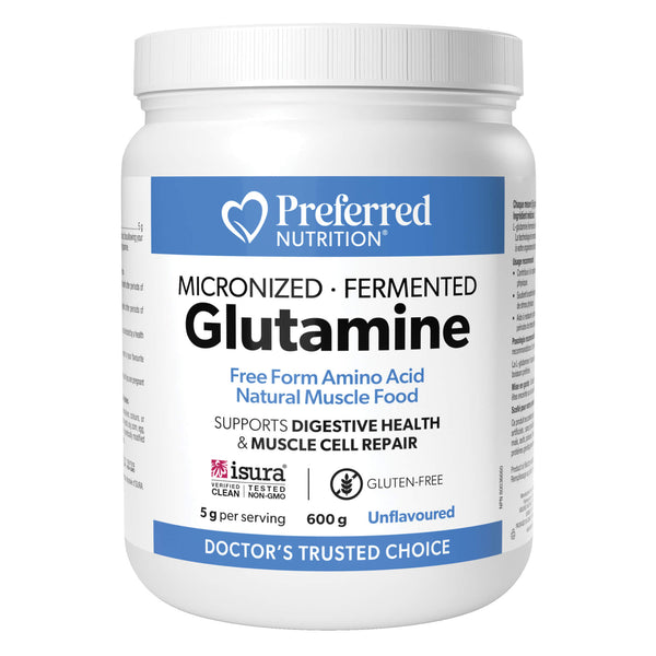 Tub of PreferredNutrition MicronizedL-Glutamine 5g Unflavoured 600g