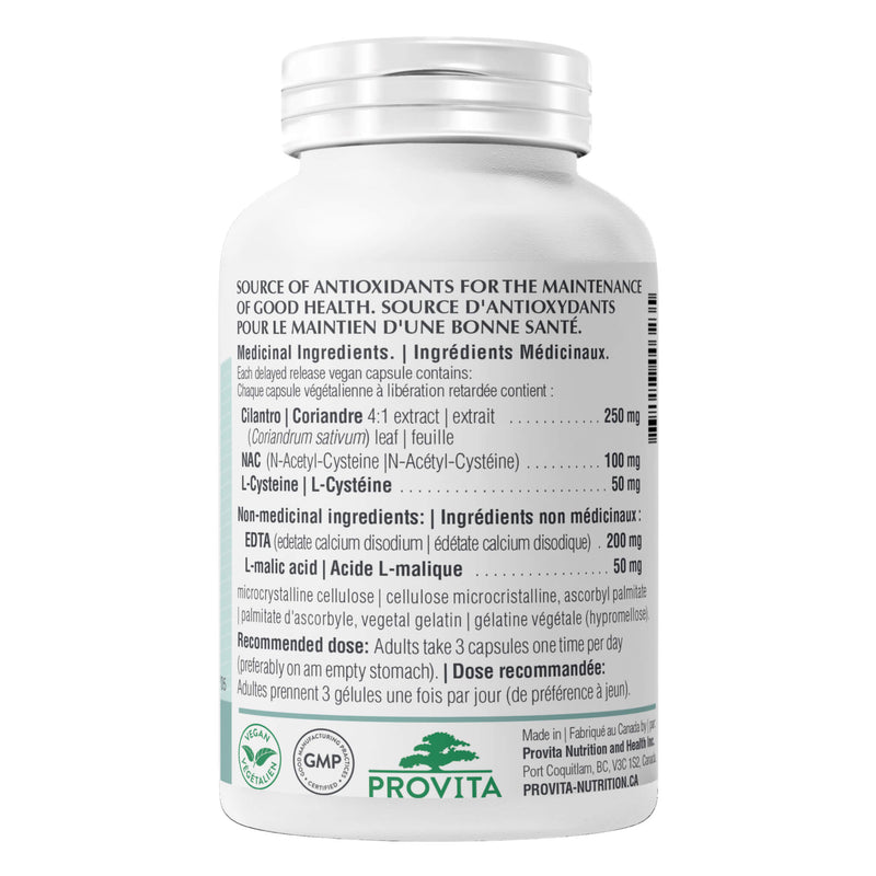 Bottle of Provita Heavy Metal Detox with EDTA Chelator Back
