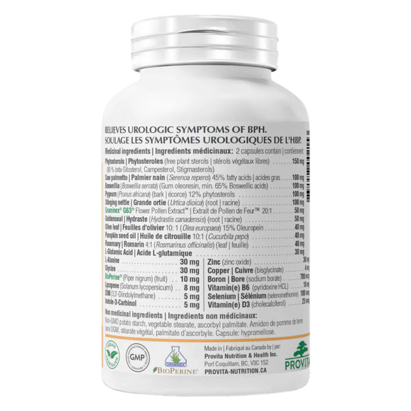 Bottle Back of Provita Prostate Complex 
