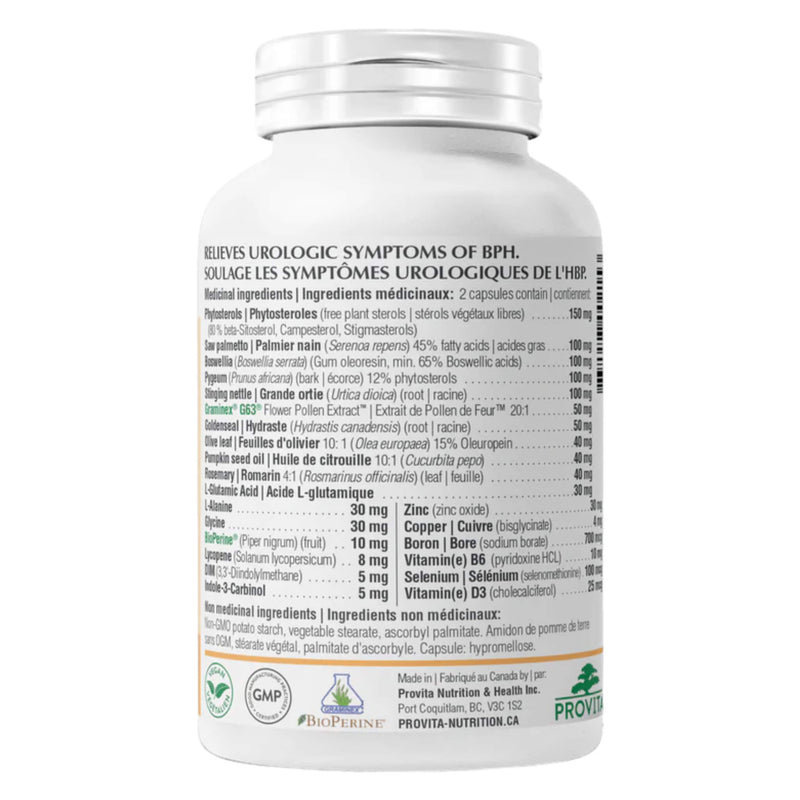 Bottle Back of Provita Prostate Complex 
