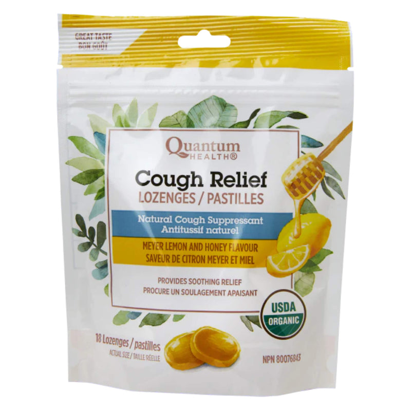 Bag of Quantum Organic Cough Relief Lozenges ~ Meyer Lemon & Honey 18Lozenges
