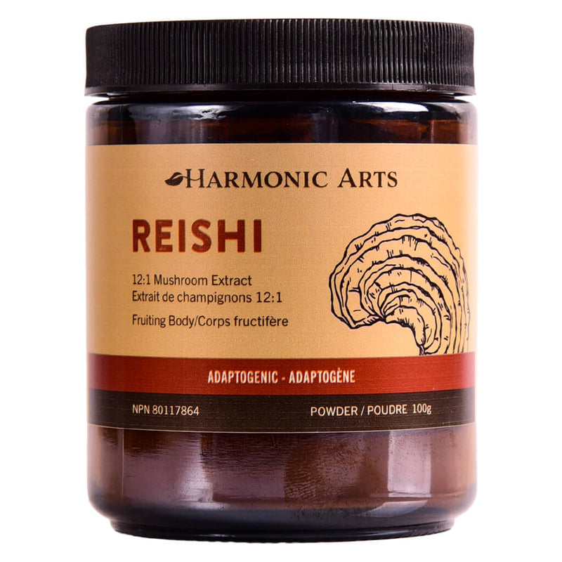 Jar of Harmonic Arts Reishi Concentrated Mushroom Powder 100 Grams
