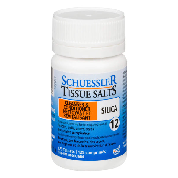 Bottle of SchuesslerTissueSalts Silica 125Tablets