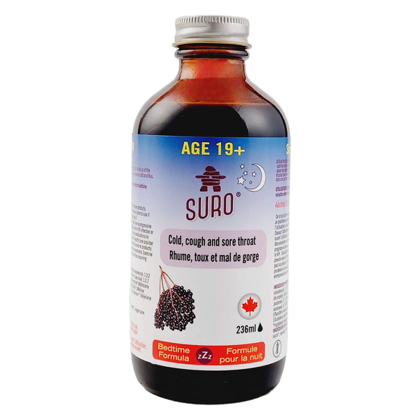 Bottle of Suro ElderberrySyrup Nighttime Age19+ 236ml