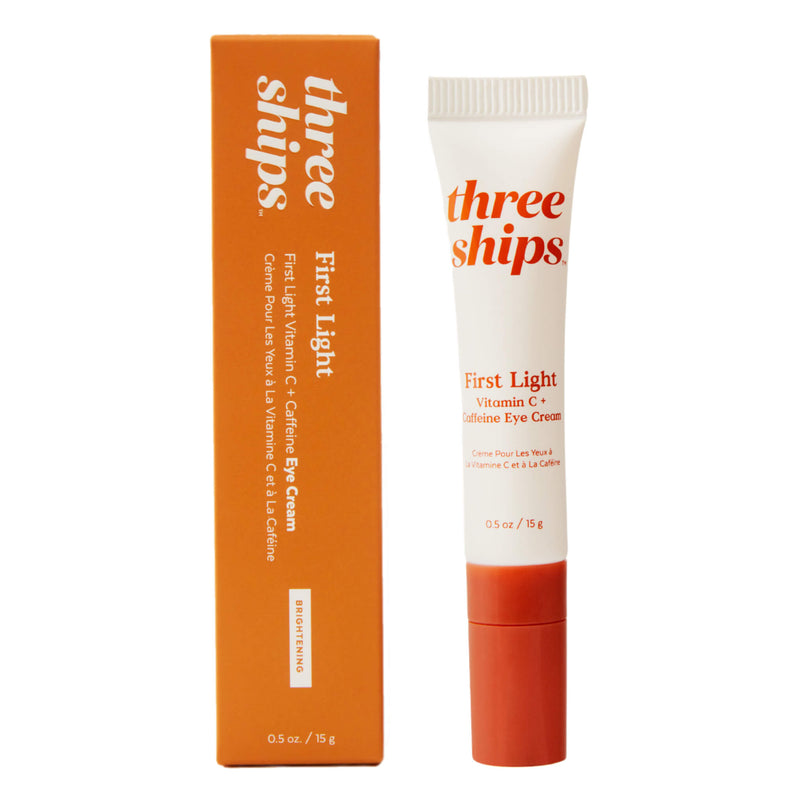 Box and Tube of ThreeShips EyeCream FirstLightVitaminC+Caffeine 0.5oz/15g