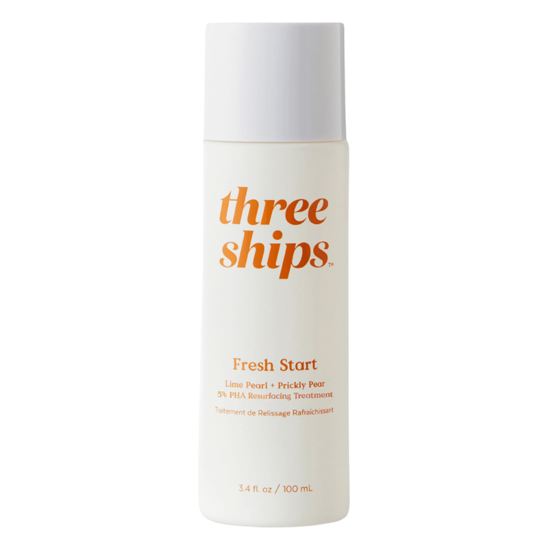 Bottle of ThreeShips FreshStart LimePearl+PricklyPear 5%PHA ResurfacingTreatment 100ml