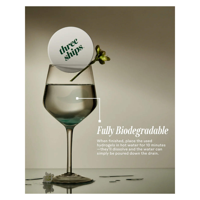 ThreeShips OffDuty SeaAlgae+Bio-Peptide SmoothingBiodegradable EyeMasks WineGlass
