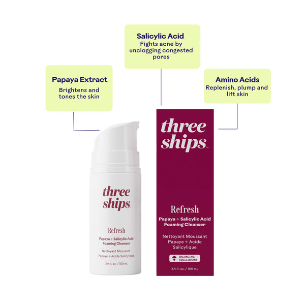 ThreeShips Refresh Papaya+SalicylicAcid FoamingCleanser Ingredients
