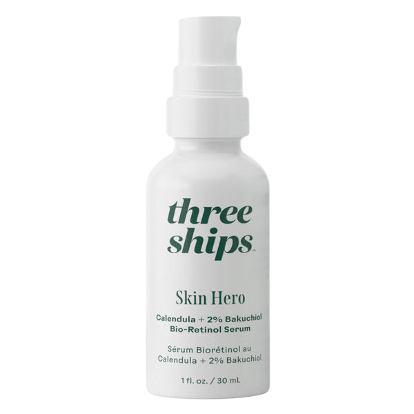 Pump Bottle of Three Ships Skin Hero Bakuchiol + Calendula Bio-Retinol Serum 30ml
