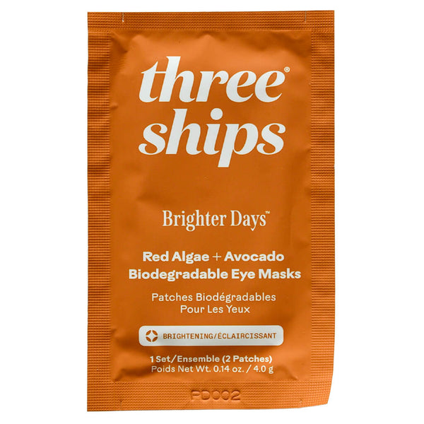 Package of Three Ships Brighter Days Red Algae + Avocado Biodegradable Eye Mask 1 Individually-Wrapped Sachet