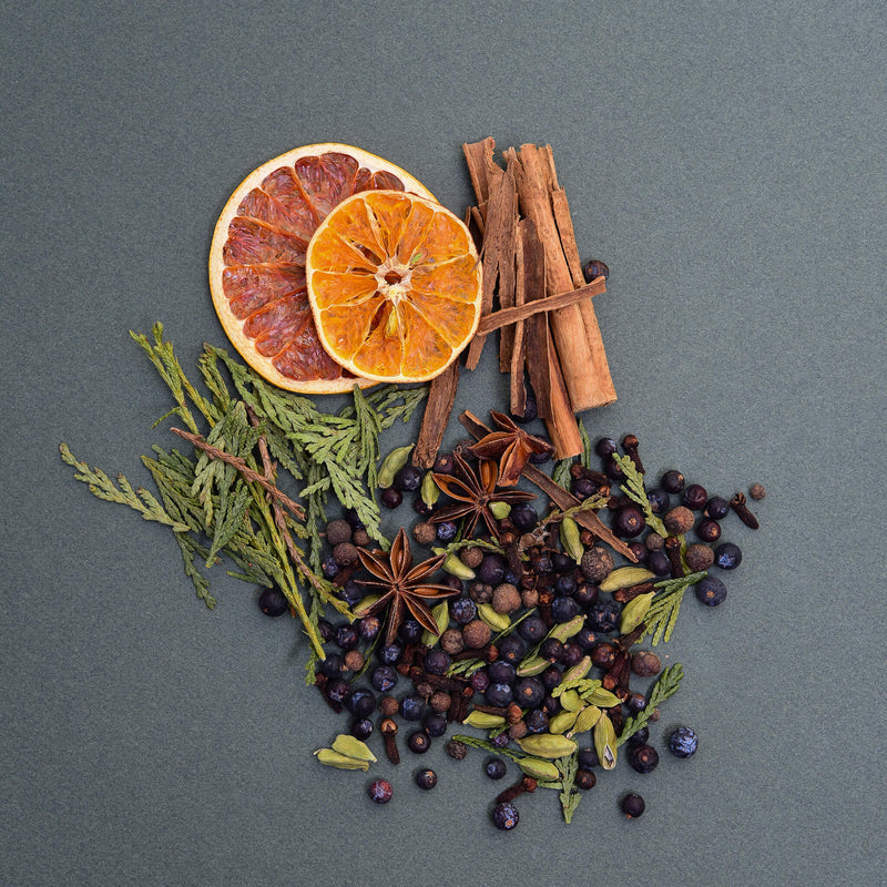 Picture of Botanicals: Citrus, Cinnamon, Cedar, Juniper Berries, Anise Seeds, Cardamon Pods, Clove