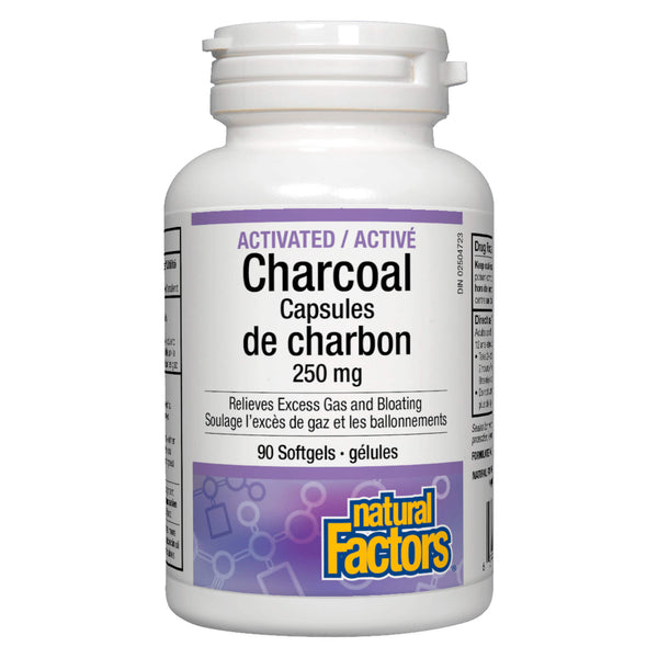 Natural Factors Activated Charcoal 250 mg | Optimum Health Vitamins, Canada