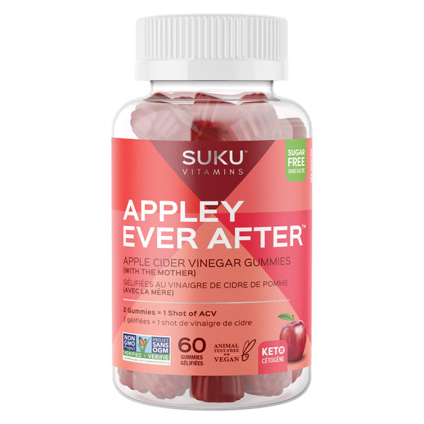 Bottle of SUKU AppleyEverAfter AppleCiderVinegarGummies 60Gummies