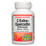 Bottle of Natural Factors C Extra 500 mg + Quercetin 250 mg 60 Easy Swallow Capsules