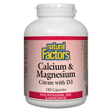 Bottle of Calcium & Magnesium Citrate w/ D3 180 Capsules