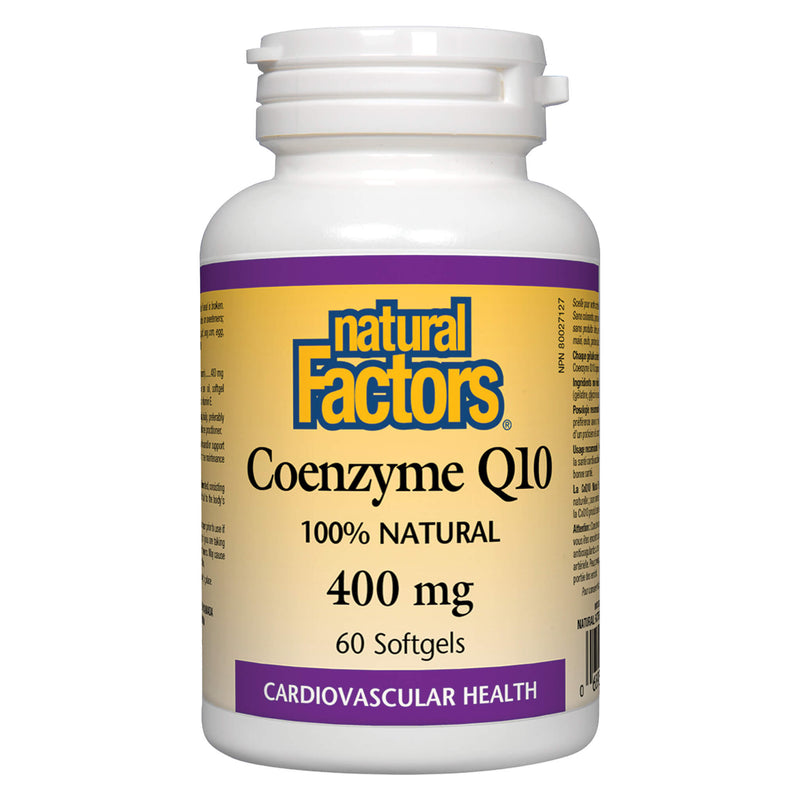 Bottle of NaturalFactors CoenzymeQ10 400mg 60Softgels