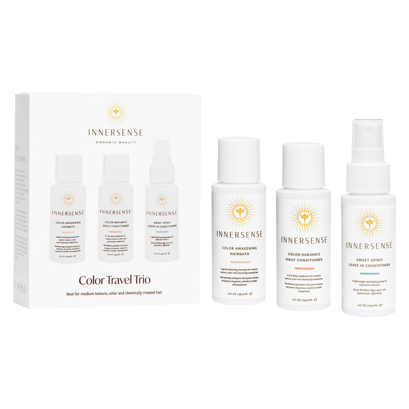 Box & Bottles of Innersense Color Travel Trio | Optimum Health Vitamins, Canada