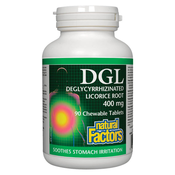 Bottle of DGL Deglycyrrhizinated Licorice Root 400 mg 90 Chewable Tablets