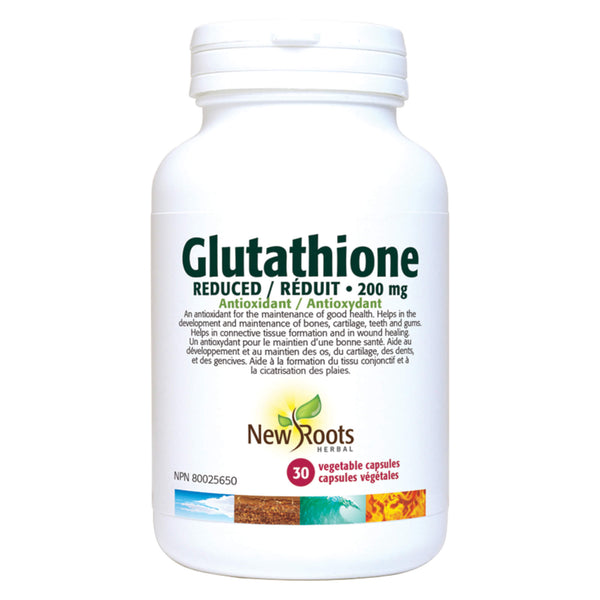 New Roots Glutathione Reduced 200 mg 30 Vegetable Capsules | Optimum Health Vitamins, Canada
