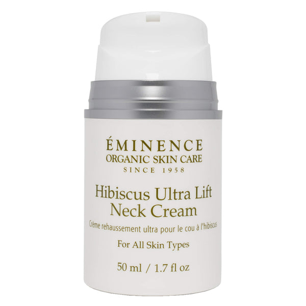 Pump Bottle of Eminence Hibiscus Ultra Lift Neck Cream 50 Milliliters