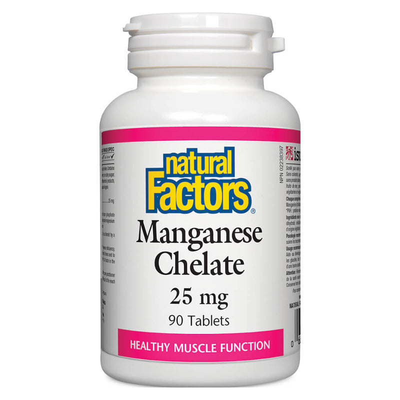 Bottle of Natural Factors Manganese Chelate 25 mg 90 Tablets